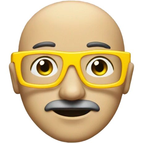 A bald guy with a moustache and yellow safety glasses  in the subway emoji