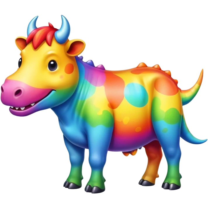 rainbow cow with a dinosaur  emoji