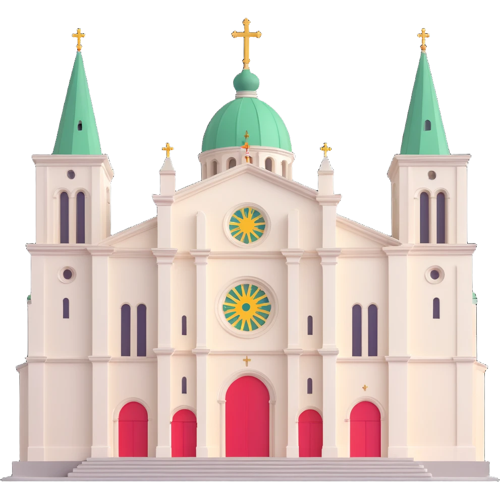 3D Discord role icon of Vilnius Cathedral Lithuania with clear architectural details and a hint of Lithuanian flag colors emoji
