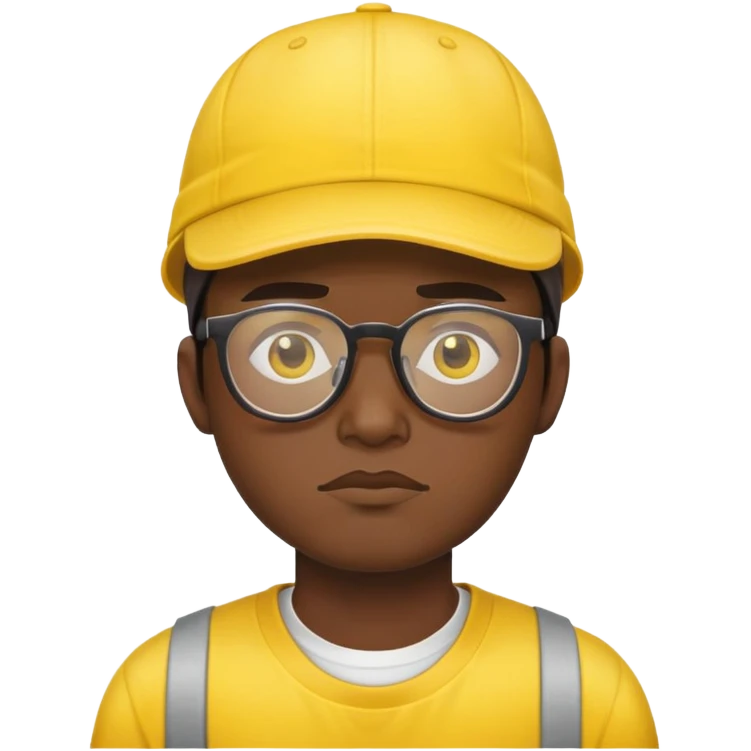 "- Nam
- 30 tuổi
- Da đen
- Đội mũ lưỡi trai vàng
- Đeo kính
- Mặt buồn
" emoji