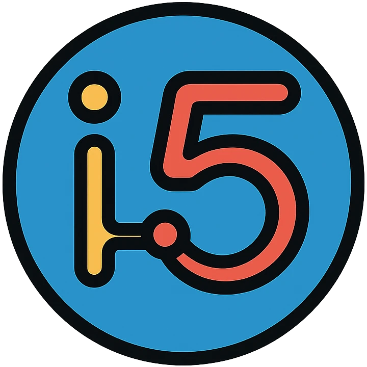 circular motif tech-inspired logo with subtle i and 5 elements, professional, no text, i5invest logo emoji