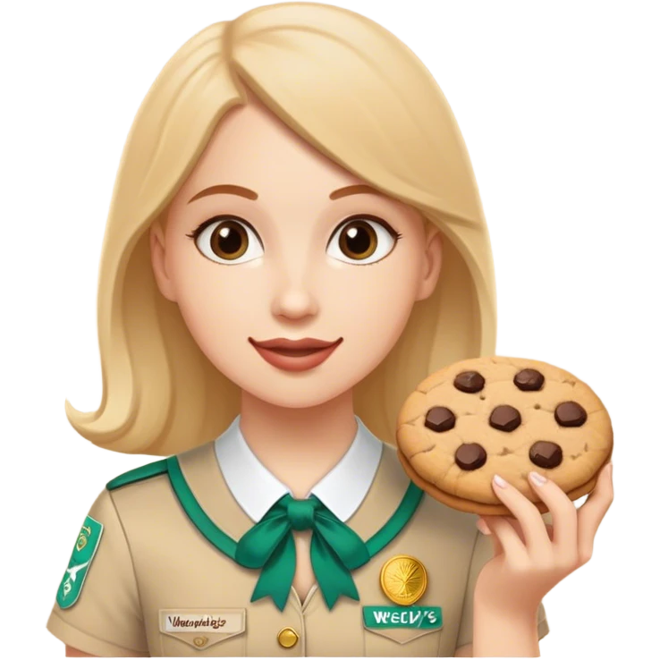 white girl scout selling cookie at Wendy’s  emoji