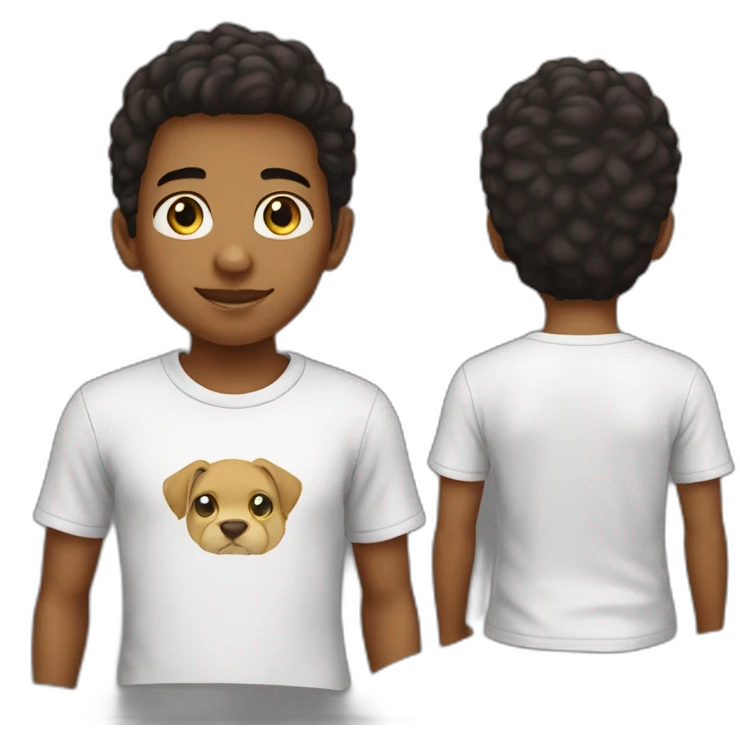 A young boy with the name „darian“ on his shirt emoji