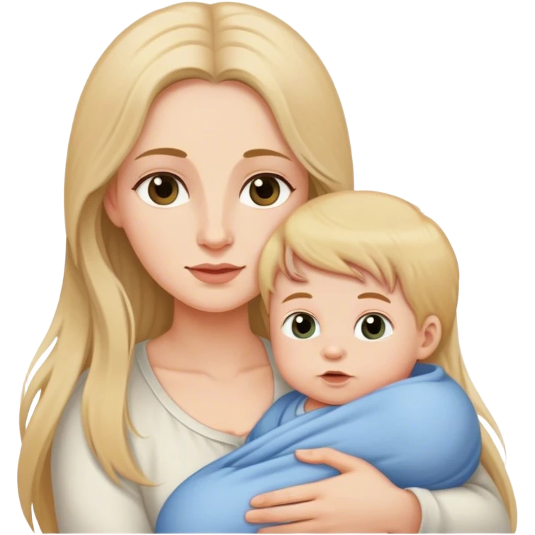 long hair mother and baby boy emoji