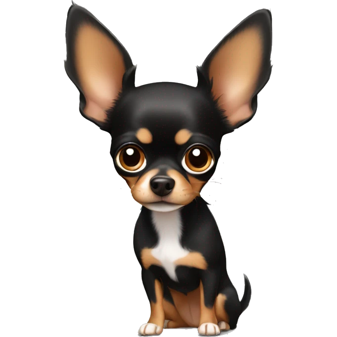 black and brown chihuahua with big hair on the ears emoji