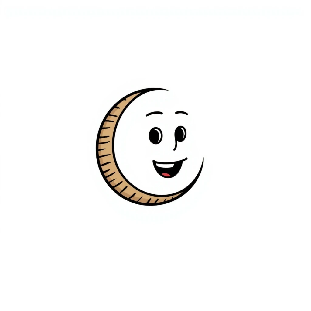 crescent moon emoji, colored in #fb8275, animated line art style emoji