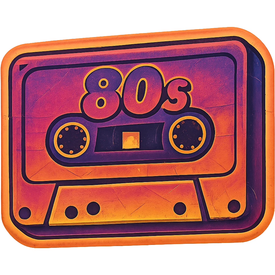 cassette tape, 1980s style, chunky gradients emoji