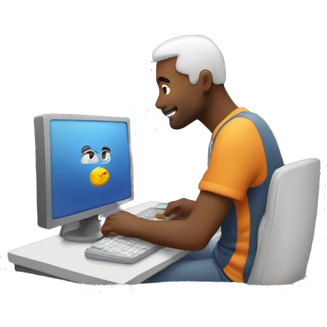 man playing games on pc emoji