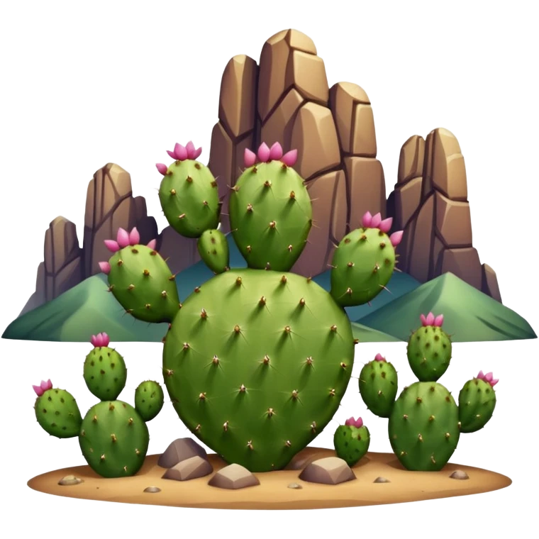 prickly pear cactus with mountains in background emoji