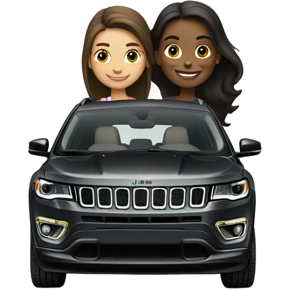 Black jeep compass driven by pretty brunnte girl emoji