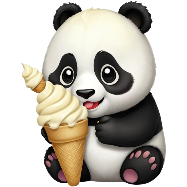Panda eating ice cream emoji