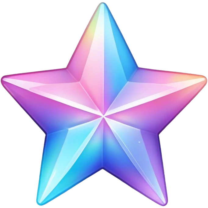 Gradient iridescent Pastel rainbow Pink violet blue crystal star  emoji