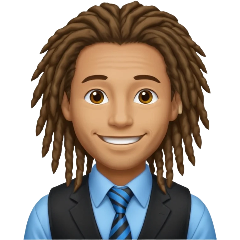 man in vest with blue tie, dreadlock hair emoji