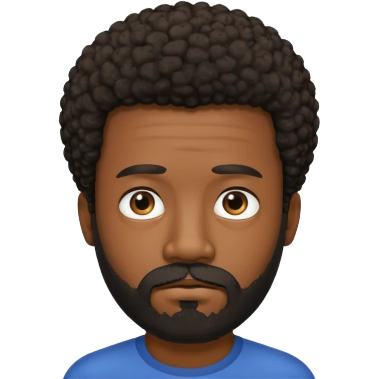 black man with beard, mustache, and short afro sad emoji