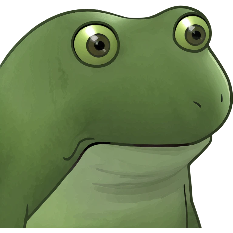 bufo frog sitting on a pile of gold coins, excited emoji