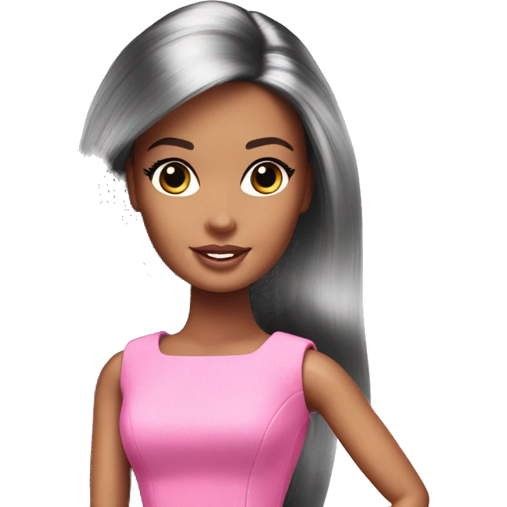barbie doll pink dress black hair emoji