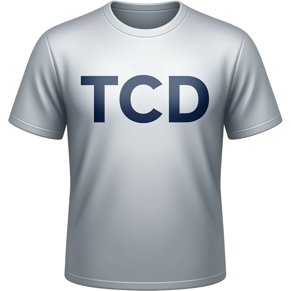 Chrome silver t shirt text TCD emoji