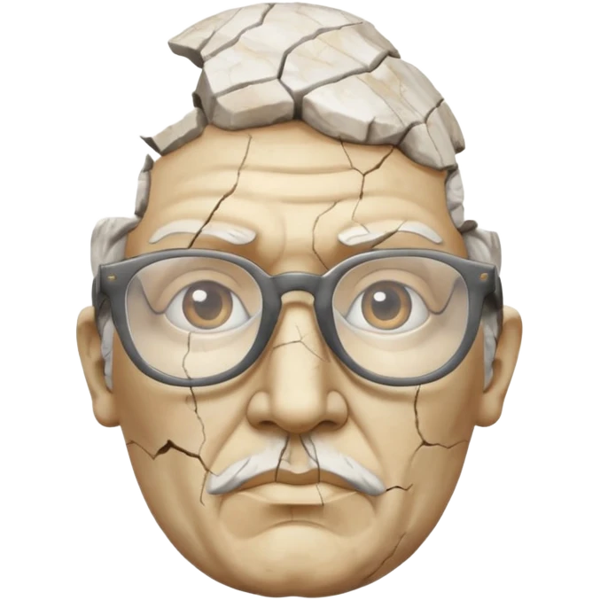 white cracked marble greek statue head with glasses emoji