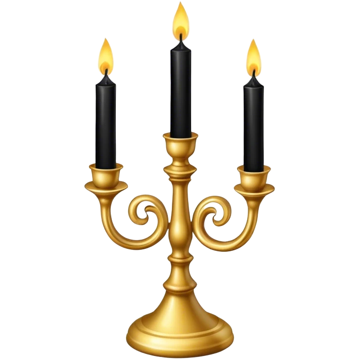 Gothic gold candlestick with black candles emoji