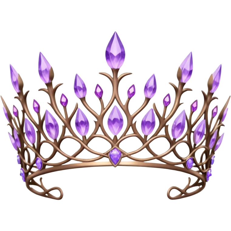 Elvish thorny fae pastel purple Tiara-crown with lilac flowers and amethyst crystals adorning it  emoji
