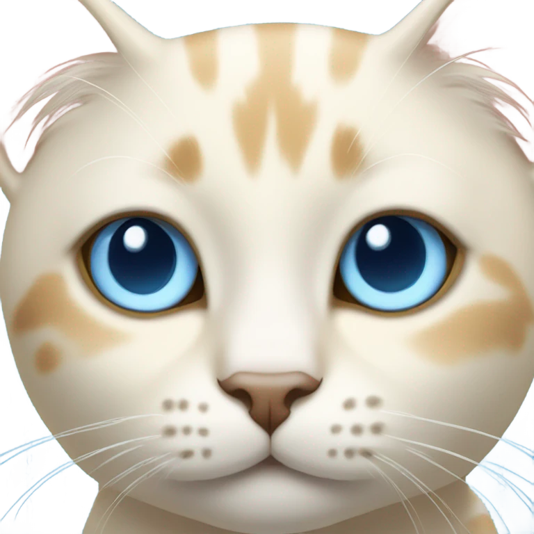 Cream colored cat face with light blue eyes emoji