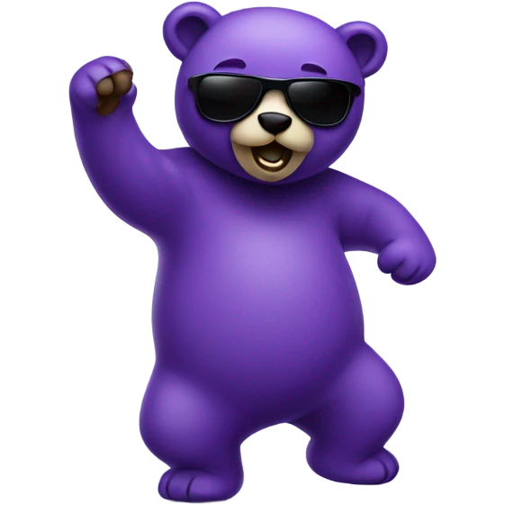 Violet bear with dark glasses dancing emoji