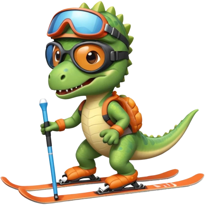 Dinosaur skiing emoji
