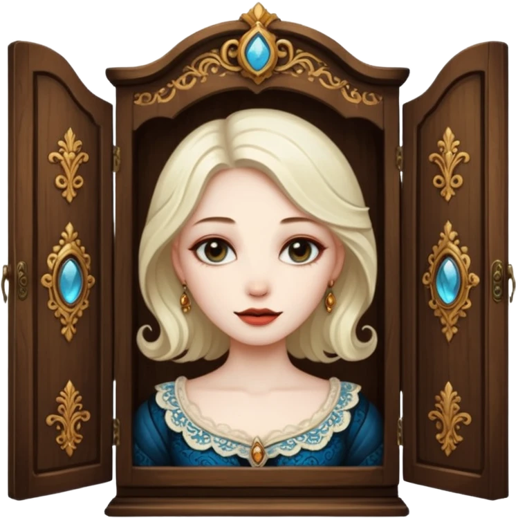 A character from the fairy tale Beauty and the Beast: the lady who was turned into a wardrobe by magic. She retains the wardrobe's original form and has an anthropomorphic face. emoji
