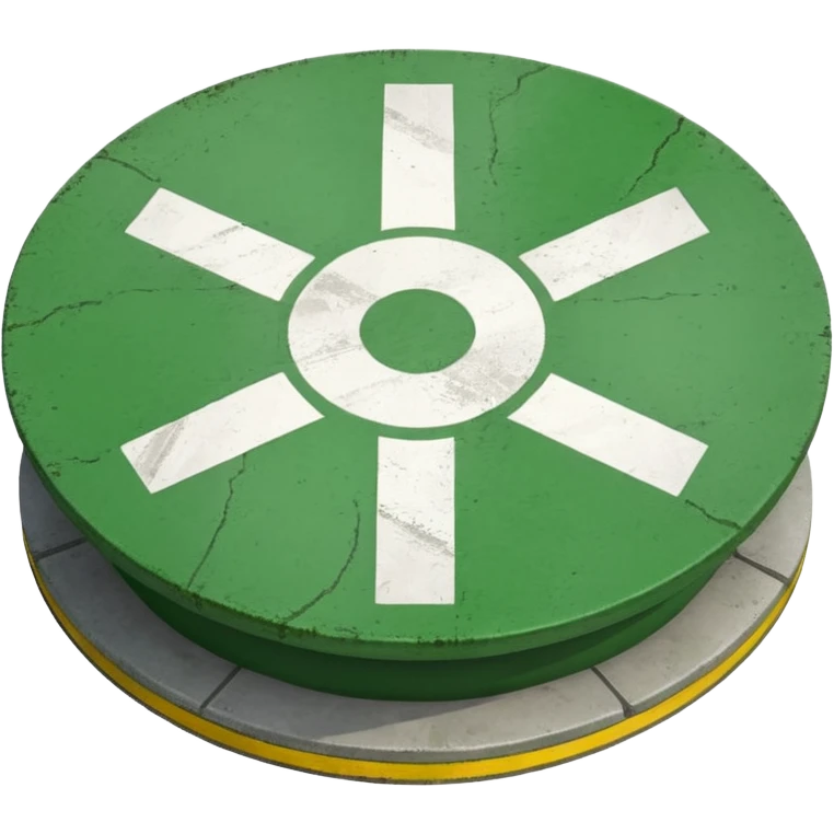 a helipad with a green surface and an H in the center emoji