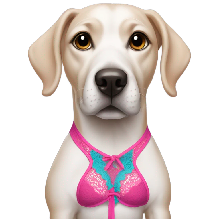 A dog wearing a bra emoji
