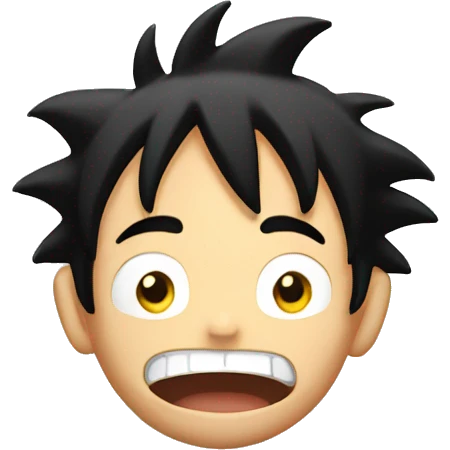 Luffy with his hands behind his head, his eyes wide open and his mouth wide open. emoji