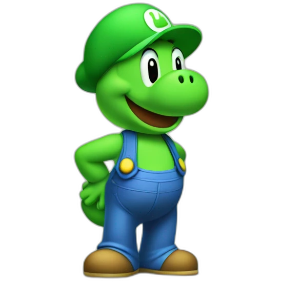 Yoshi dressed like Luigi emoji