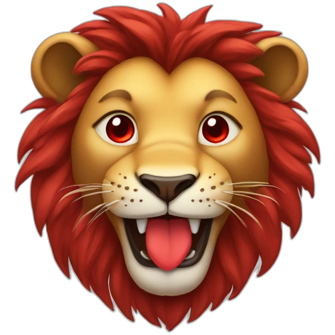 Lion smiling face with red hearts instead of eyes emoji