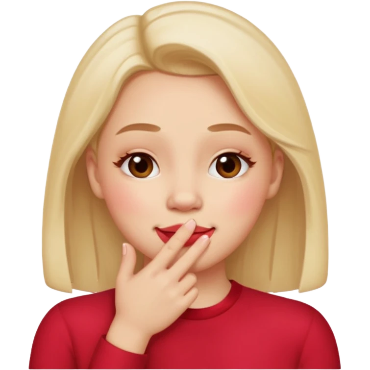 Hand over mouth with blushed cheeks more redness on cheek and smiling  emoji