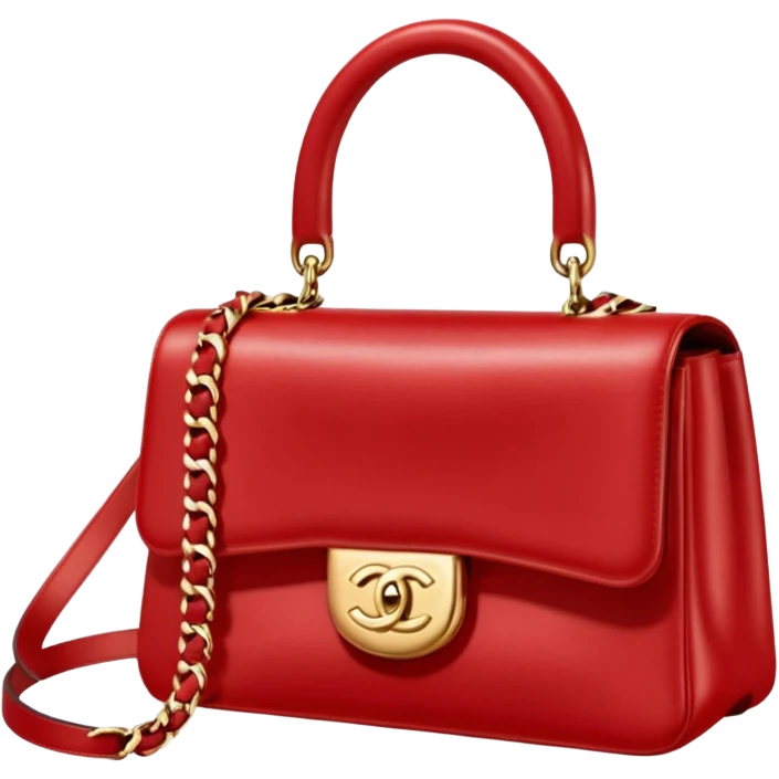 chanel bright red color bag gold hardware emoji