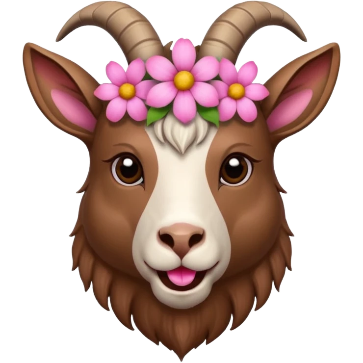 Keçi kafası agzında çicek emoji