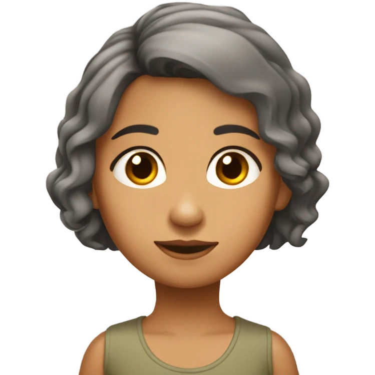 Niña morena de pelo corto no tan corto saludando  emoji
