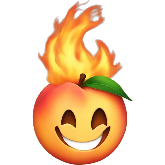 a peach on fire emoji