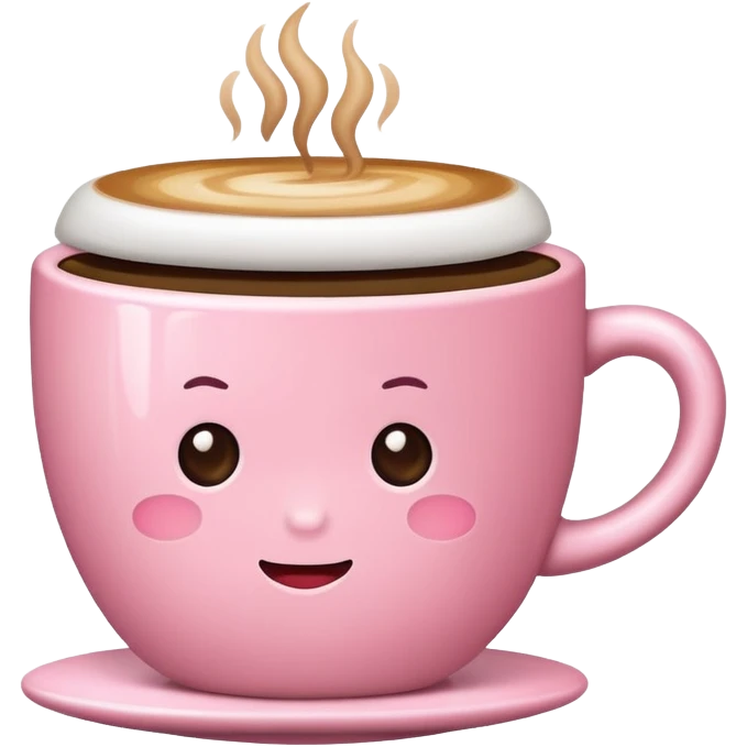aesthetic cup of coffee baby pink no hot steams on top and no face emoji