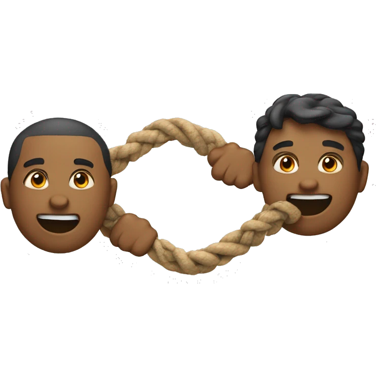 Four on the left, one on the right, tug-of-war emoji