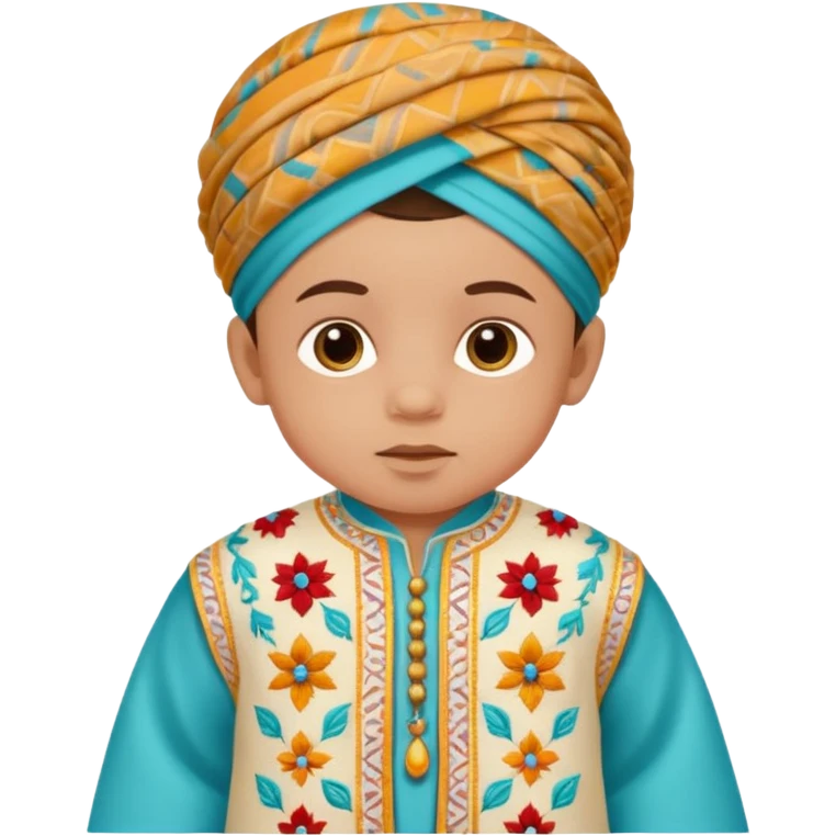  baby boy dressed in colorful ghalibiya with delicate decorations emoji