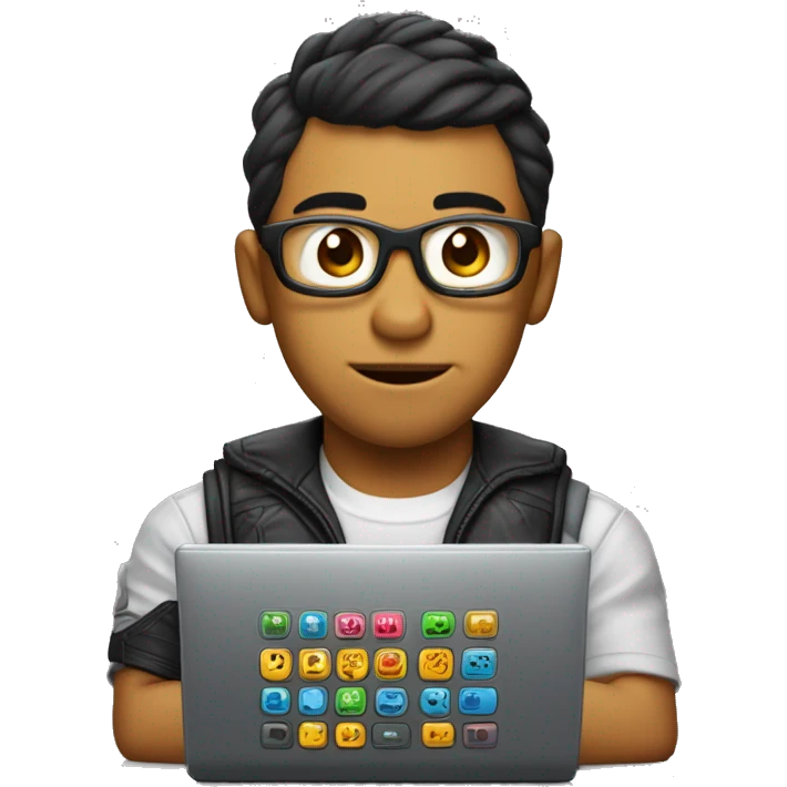 Chico con cabell orizado en una pc gamer emoji
