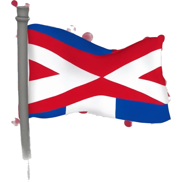 Drapeau français avec une croix de lorraine rouge sur le blanc emoji