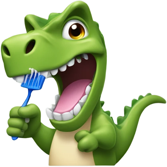 dinosour with a toothbrush emoji