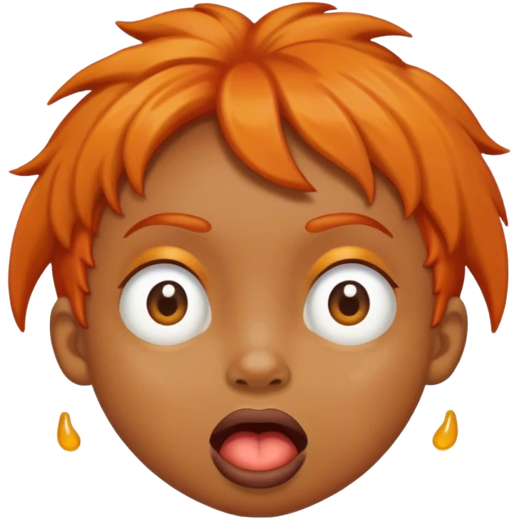 Blob of poop brown with orange Trumps hair and stupid look on his face emoji