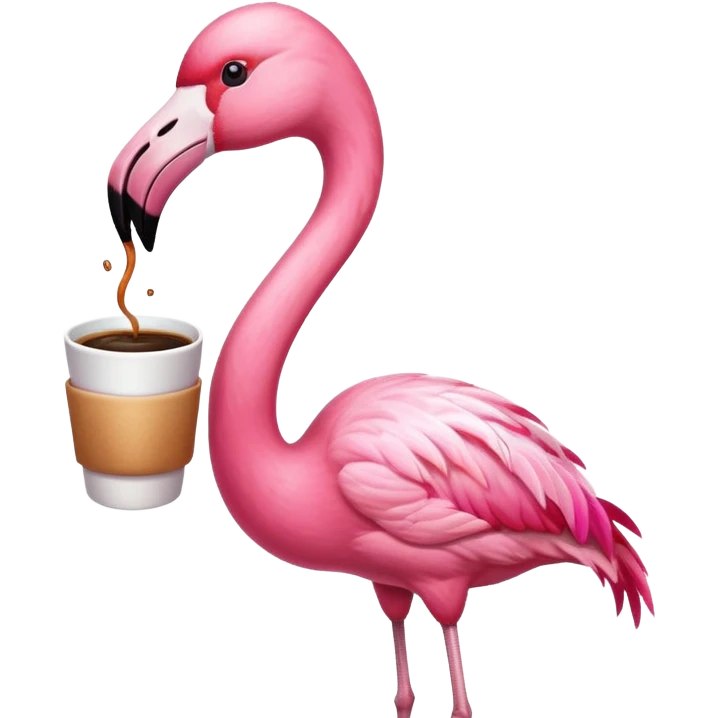 Flamingo drinks coffee  emoji