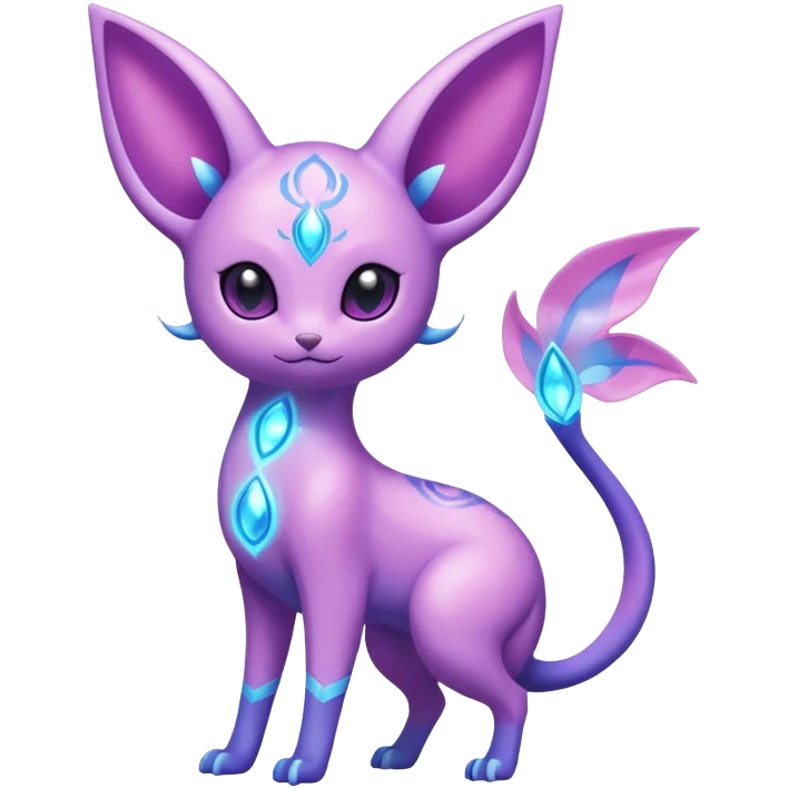 Shiny Sparkly Bioluminescent Glowing Espeon-Lumineon-Skitty-Amaura-Dragonair-Fakémon-hybrid-creature (full body)  emoji