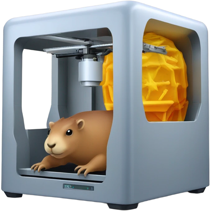 3-D printer printing a capybara emoji