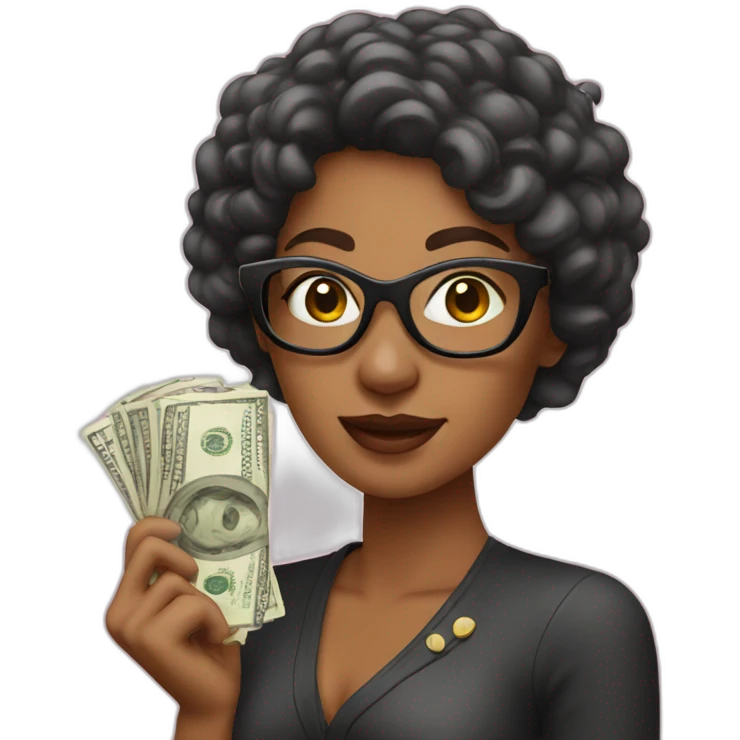 cool woman with money icon emoji