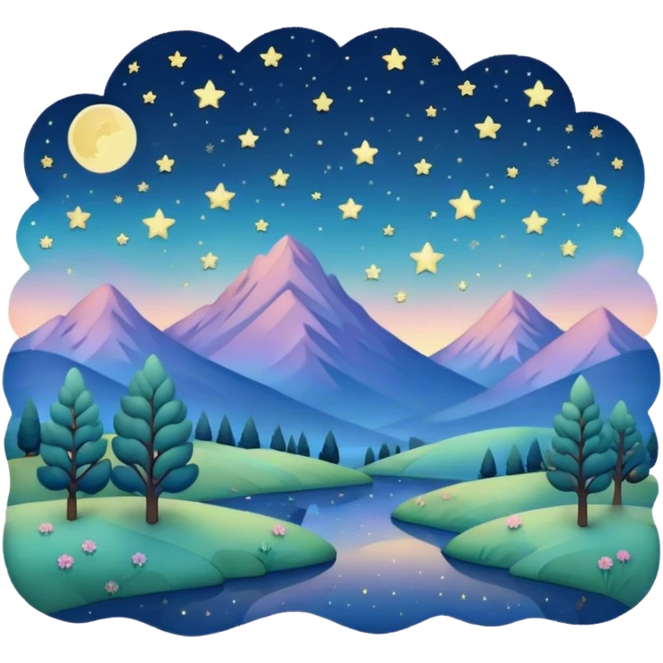 starry night landscape in shades of pastel  emoji